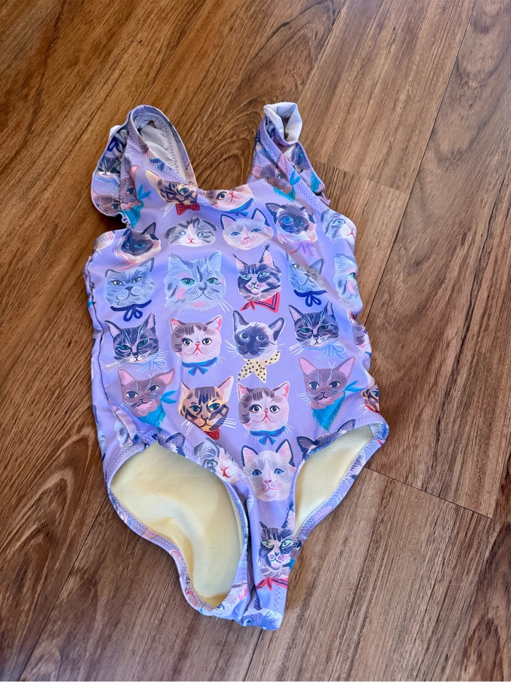 Pink Chicken Lavender Cat-Print One-Piece Swimsuit